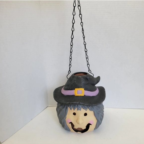 Vtg Halloween 3D Witch Hanging Lantern Ceramic New Debco Tea Light Candle - Picture 2 of 9